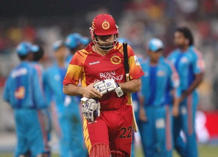 Misbah going back to the dugout after getting dismissed